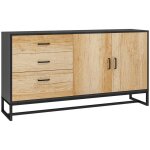 Buffet salon - homcom - 3 tiroirs et tagre rglable - pieds en acier - poignes en alliage d'aluminium ...
