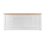 Buffet sasha ? 4 portes + 1 tiroir avec led intégrée ? blanc laqué et chêne cadiz Buffet sasha ? 4 portes + 1 tiroir avec led intégrée ? blanc laqué et chêne cadiz