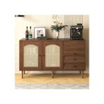 Buffet de style campagnard portes en rotin 130 x 755 x 40 cm fermeture magnétique étagères réglables ... Buffet de style campagnard portes en rotin 130 x 755 x 40 cm fermeture magnétique étagères réglables ...