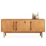 Buffet tecca l 170 cm 3 portes en bois massif coloris chne avec tagres rglables deux compartiments ...