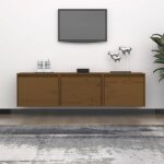 Meilleures buffet televiseur lot de meubles tv 3 pcs marron miel - bois massif de pin ssd49569140