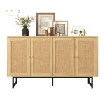 Buffet avec tissage en rotin v�ritable armoire de salle � manger armoire de rangement pour salon 140 ...