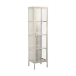 Buffet. vaisselier acier et verre tremp� 1 porte 160cm beige - arkansas