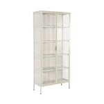 Buffet. vaisselier acier et verre tremp 2 portes 180cm beige - arkansas