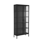 Buffet. vaisselier acier et verre tremp 2 portes 180cm noir - arkansas