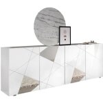 Buffet victory - blanc laqu brillant - 4 portes - l 241 x p 42 x h 84 cm