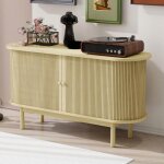 Buffet vintage moderne en bois buffet � lattes avec portes coulissantes et pieds en pin meuble de 138 ...
