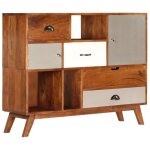 Buffet vintage - vidaxl - bois solide d'acacia - laqu - marron - 35 cm - 86 cm - salle  manger
