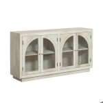 Buffet vitr� en bois de manguier blanchi miliam