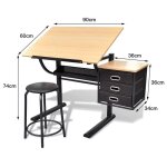 Bul table  dessin - inclinable hauteur rglable avec tabouret 3 tiroirs structure en acier - bureau ...