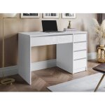 Bureau avec 5 tiroirs - blanc brillant - jenemi