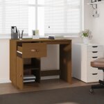 Bureau - akozon - marron miel - bois massif de pin - 95x50x75 cm - 1 tiroir Bureau - akozon - marron miel - bois massif de pin - 95x50x75 cm - 1 tiroir
