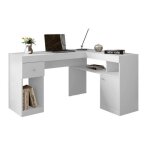 Bureau dangle blanc caisson et rangements - l 137. 2 x l 111. 6 x h 75. 5 cm