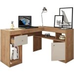 Bureau dangle chne et blanc caisson et rangement l 137. 2 h 75. 5 p 111. 6 cm - l 137. 2 x l 111. 6 ...