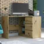 Bureau d?angle avec rangement - 112x87x76 cm - bureau avec 3 tiroirs ct droit - table dordinateur - ...