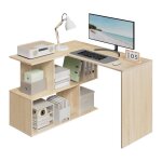 Bureau dangle avec rangement - woltu table dordinateur en l - 120x100cm - ch�ne clair