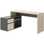 Bureau dangle reversible 1 tiroir + 1 porte - dcor chne et gris - l 139 x p 92 x h 75 cm - rox