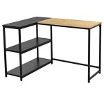 Bureau d angle schmitt - 110x80x76cm - avec rangement - d�cor ch�ne / noir