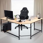 Bureau d?angle table informatique 168 x 125 x 74cm bureau d?ordinateur en bois avec 6 pieds rglables ...