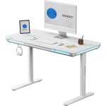 Bureau assis - debout sense7 nomo �lectrique 120x60cm - plateau verre tremp� - hauteur r�glable & led ...