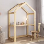 Bureau cabane enfant r�glable lia montessori en bois massif coloris naturel plateau �volutif en hauteur ...