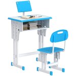 Bureau et chaise pour enfant homcom avec support de lecture casier crochet et porte stylo - hauteur réglable ... Bureau et chaise pour enfant homcom avec support de lecture casier crochet et porte stylo - hauteur réglable ...