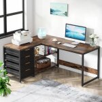 Bureau dangle en forme de l - etagres de rangement - bureau gaming en forme l - grand plateau - bureau ...