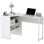 Bureau dangle - homcom - 2 tiroirs et 3 compartiments ouverts - panneaux de particules et mtal - 120 ...