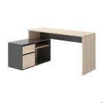 Dmora - bureau andor 139x92xh75 cm ch�ne anthracite panneau effet bois