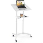 Bureau debout r�glable en hauteur avec 4 roulettes 60 x 40 x 1045 - 1285 cm poste de travail avec plateau ...