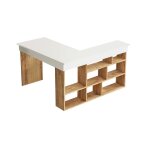 Dmora - bureau altin 129 x 120 x h72 cm ch�ne blanc panneau effet bois