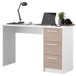 Bureau droit essentiel - 3 tiroirs - dcor chne et blanc - l 1212 x p 55 x h 745 cm - parisot