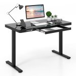 Bureau Électrique assis - debout 120x60x73 - 118cm costway tiroir hauteur réglable plateau en verre trempé ... Bureau Électrique assis - debout 120x60x73 - 118cm costway tiroir hauteur réglable plateau en verre trempé ...