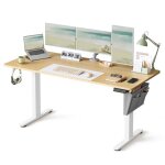Bureau lectrique rglable en hauteur 160 x 70 cm table assis - debout fonction mmoire 4 hauteurs dor ...