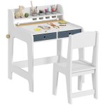 Bureau enfant avec chaise - aiyaplay - 2 tiroirs en tissu et porte - gobelet - mdf - 628x556x738cm - ...
