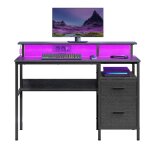 Bureau gaming table informatique avec support d�cran multiprise avec tiroirs en tissu 2 ports usb 120 ...