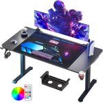 Bureau gaming180 x 70 cm bureau gamer ergonomique avec tapis de souris porte - gobelet et crochet pour ...