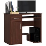 Bureau dordinateur akord jay wengé 90 cm 1 porte 1 tiroir façade wengé 3 étagères 90x50x74 cm Bureau dordinateur akord jay wengé 90 cm 1 porte 1 tiroir façade wengé 3 étagères 90x50x74 cm