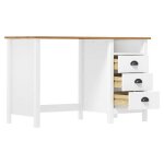 Bureau informatique - cloud - hill avec 3 tiroirs - 120x50x74 cm - pin solide ll22310