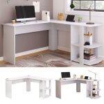 Bureau informatique bureau dangle 140 cmbureau dangle en l avec 2 tablettes blanches + panneaux de particules ...
