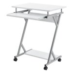Bureau ordinateur roulant table informatique avec support clavier coulissant avec 4 roulettes mdf 60 ...