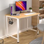 Bureau informatique - vivolilv - avec support amovible de sur�l�vation et crochet - bois clair - 80x40x75cm ...