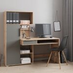 Bureau komodee klepp brk1 tiroirs ch�ne wotan gris 92 x 150 x 149 cm