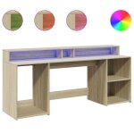 Bureau avec lumires led table dtude - chne sonoma bois dingnierie chy6044072