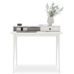 Bureau malina secrtaire en bois massif blanc avec rangement tagre et 1 tiroir design minimaliste 100 ...