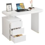Bureau moderne blanc - design nuage - 117x50x74cm - 3 tiroirs - laqu