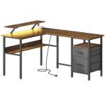 Bureau en l avec multiprise bureau d?angle bureau informatique avec rehausseur d?cran bureau gaming ...