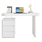 Bureau nuage laqu� blanc 117x50cm 3 tiroirs plateau renforc� - bureau fran�ais design et stable