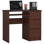 Bureau dordinateur akord droit a6 weng 90 cm 3 tiroirs faade weng 1 tagre 90x50x77 cm