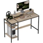 Bureau d'ordinateur - homcom - 120 cm - tagres de rangement rglables et cadre en acier - chne